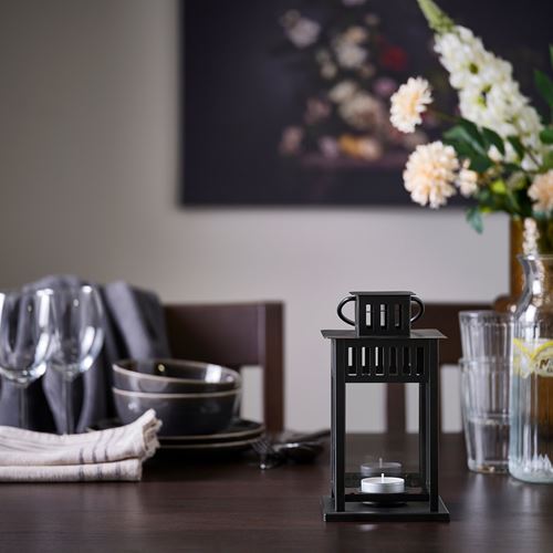 IKEA - BORRBY, lantern, black, 20 cm
