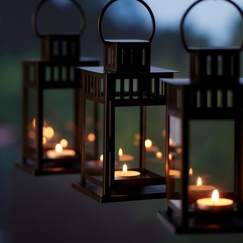 IKEA - BORRBY, lantern, black, 20 cm