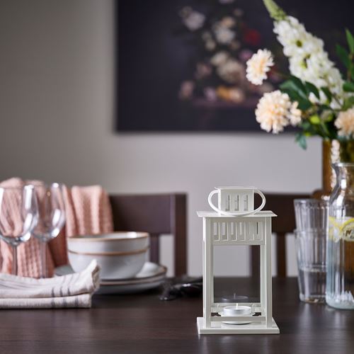 IKEA - BORRBY, lantern, white, 20 cm