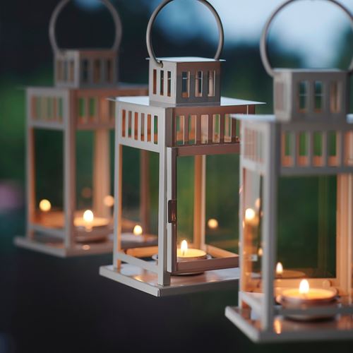 IKEA - BORRBY, lantern, white, 20 cm