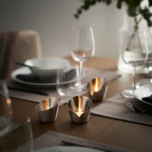 IKEA - PRAKTAND, tealight mumluk, paslanmaz çelik, 7 cm