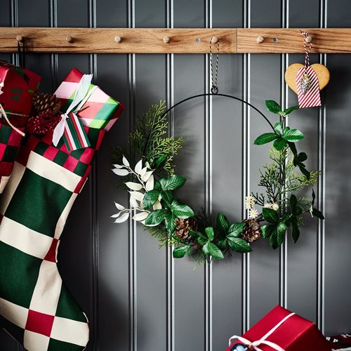 IKEA - VINTERFINT, artificial wreath, green/white, 45 cm