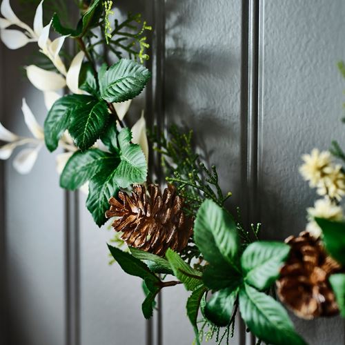 IKEA - VINTERFINT, artificial wreath, green/white, 45 cm
