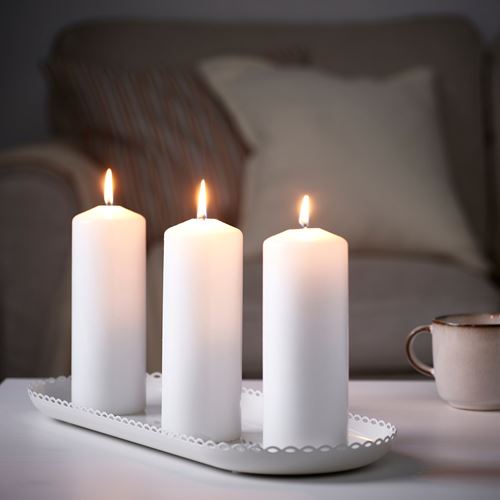 IKEA - TURTURDUVA, candle dish, off white, 45x17 cm