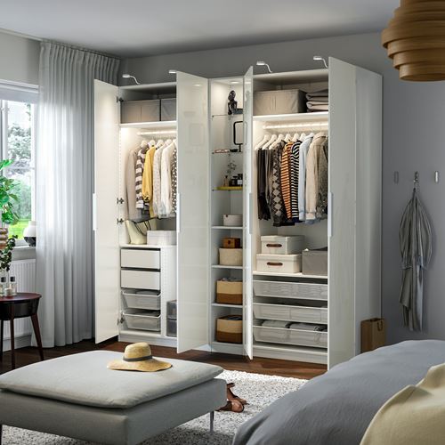 IKEA - PAX/FARDAL, PAX wardrobe, white-high-gloss, 235x60x236 cm