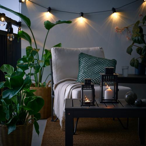 IKEA - BORRBY, lantern, black, 20 cm