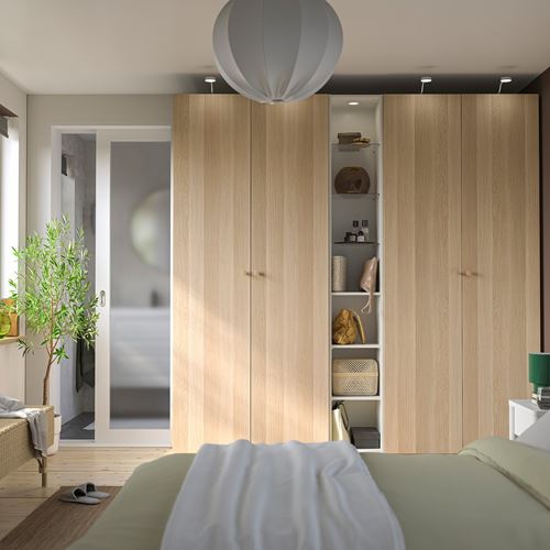IKEA - PAX/FORSAND, PAX wardrobe, white-white stained oak effect, 235x60x236 cm