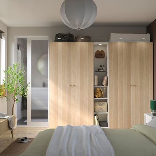IKEA - PAX/FORSAND, PAX wardrobe, white-white stained oak effect, 235x60x201 cm