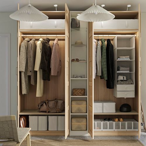 IKEA - PAX/BERGSBO, PAX wardrobe, white-white stained oak effect, 235x60x236 cm