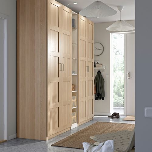 IKEA - PAX/BERGSBO, PAX wardrobe, white-white stained oak effect, 235x60x236 cm