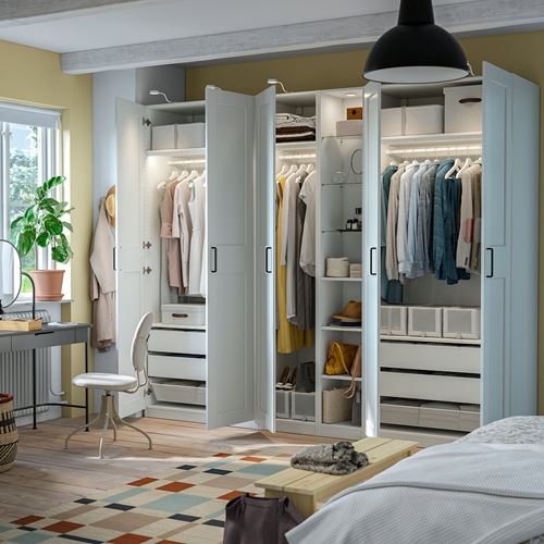 IKEA - PAX/GRIMO, PAX wardrobe, white, 285x60x236 cm