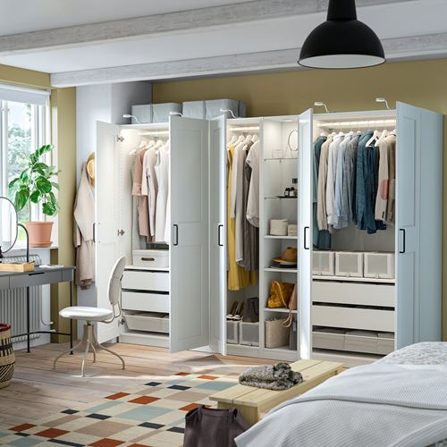 IKEA - PAX/GRIMO, PAX wardrobe, white, 285x60x201 cm