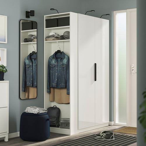 IKEA - PAX/FARDAL, PAX wardrobe, white-high-gloss, 120x60x201 cm
