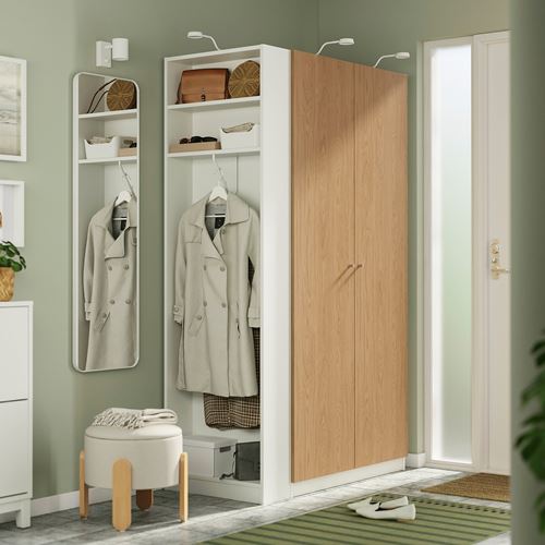 IKEA - PAX/STORKLINTA, PAX wardrobe, white-oak look, 120x60x201 cm