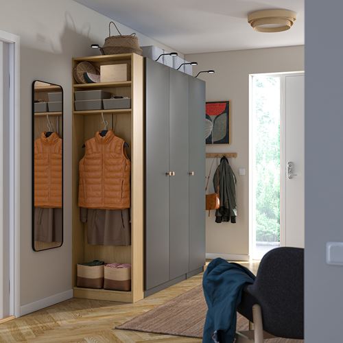 IKEA - PAX/FORSAND, PAX wardrobe, dark gray-oak look, 170x60x201 cm