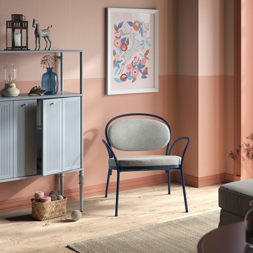 IKEA - ISMANTORP, armchair, black-blue-tibbleby beige-grey