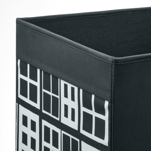 IKEA - DRÖNA, box, black/patterned, 33x38x33 cm