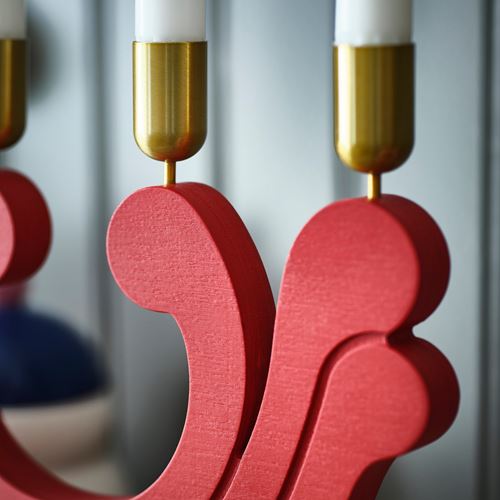 IKEA - VINTERFINT, şamdan, kırmızı, 29 cm