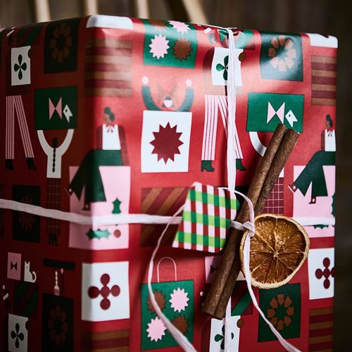 IKEA - VINTERFINT, gift wrap roll, red-pink, 3x0.7 m/2.10 m²