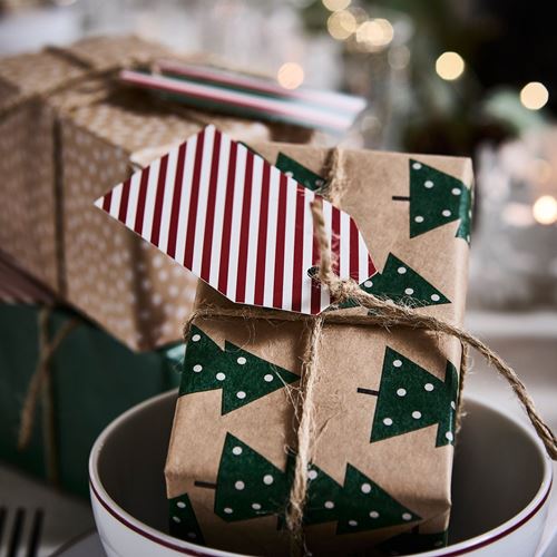 IKEA - VINTERFINT, gift wrap roll, green-brown, 3x0.7 m/2.10 m²