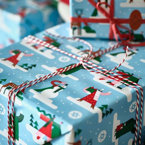 IKEA - VINTERFINT, gift wrap roll, blue, 3x0.7 m/2.10 m²