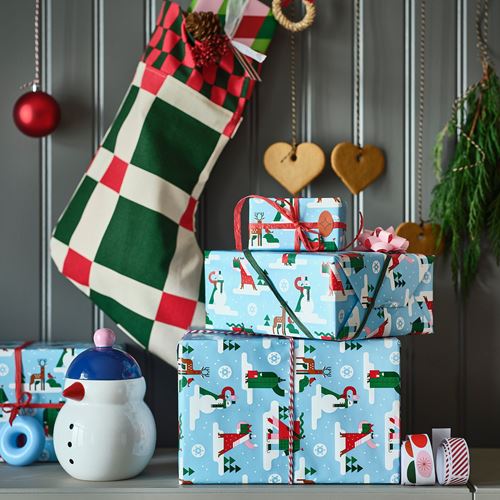 IKEA - VINTERFINT, gift wrap roll, blue, 3x0.7 m/2.10 m²