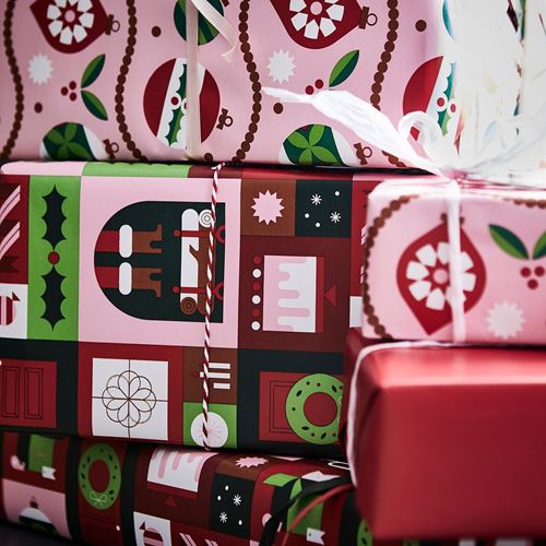IKEA - VINTERFINT, gift wrap roll, red-pink, 3x0.7 m/2.10 m²