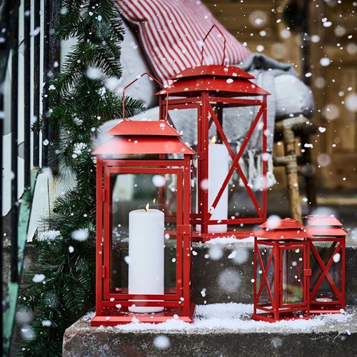 IKEA - VINTERFINT, fener, parlak kırmızı, 44 cm