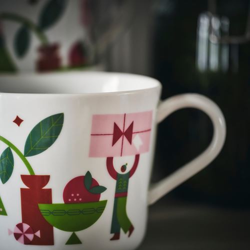 IKEA - VINTERFINT, mug, white-Christmas pattern, 36 cl