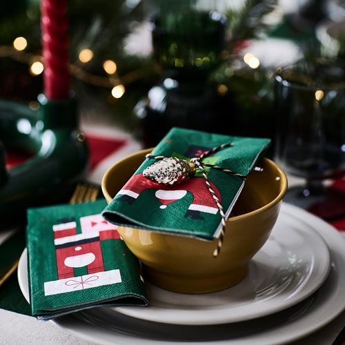 IKEA - VINTERFINT, desenli peçete, Noel Baba-yeşil, 33x33 cm