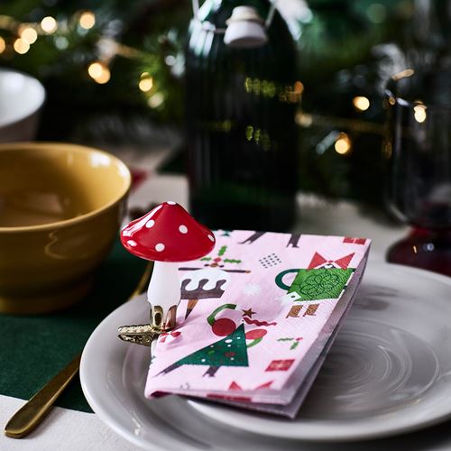 IKEA - VINTERFINT, desenli peçete, karışık desenler-pembe, 33x33 cm