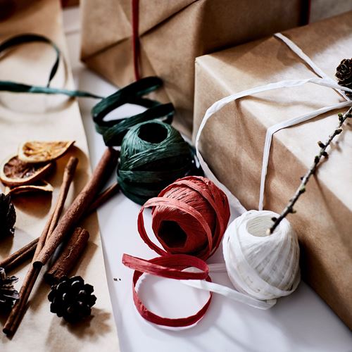 IKEA - VINTERFINT, kurdele, beyaz-kırmızı-yeşil, 20 m