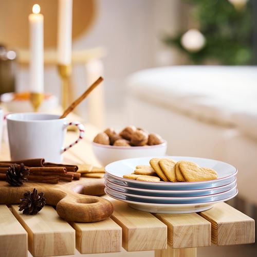 IKEA - VINTERFINT, tatlı tabağı, beyaz-kırmızı, 20 cm