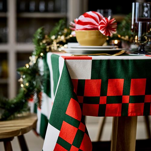 IKEA - VINTERFINT, tablecloth, check pattern red/green, 145x240 cm