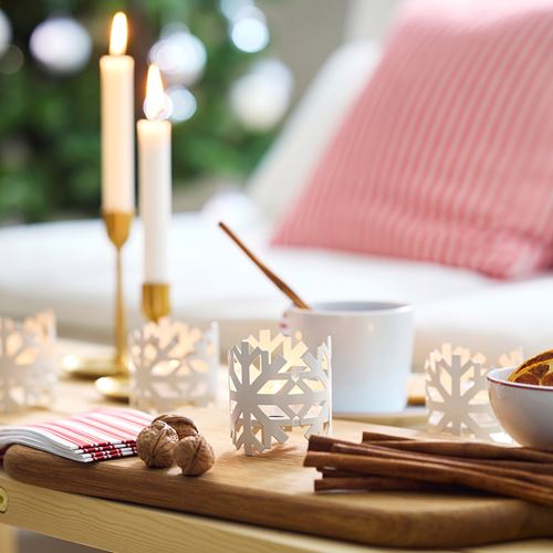 IKEA - VINTERFINT, tealight holder, white, 8 cm