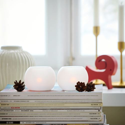 IKEA - VINTERFINT, tealight mumluk, beyaz, 7 cm