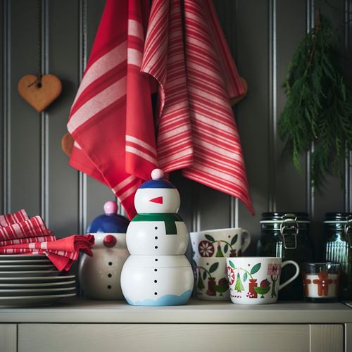 IKEA - VINTERFINT, gıda saklama kutusu, kardan adam-çok renkli