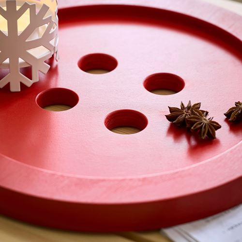 IKEA - VINTERFINT, round tray, button-red, 30 cm
