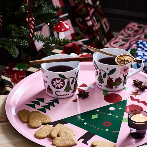 IKEA - VINTERFINT, yuvarlak tepsi, pembe, 43 cm