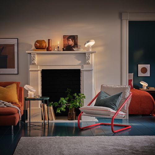 IKEA - BLOMPRAKT, bluetooth hoparlörlü lamba, bej, 22 cm