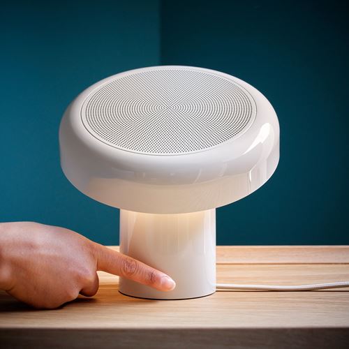 IKEA - BLOMPRAKT, bluetooth hoparlörlü lamba, bej, 22 cm
