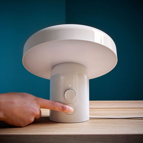 IKEA - BLOMPRAKT, bluetooth hoparlörlü lamba, bej, 22 cm