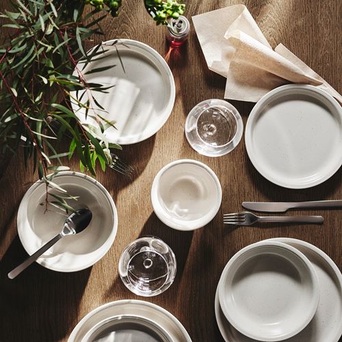 IKEA - DAGGASTER, çukur tabak, noktalı-açık bej, 19 cm