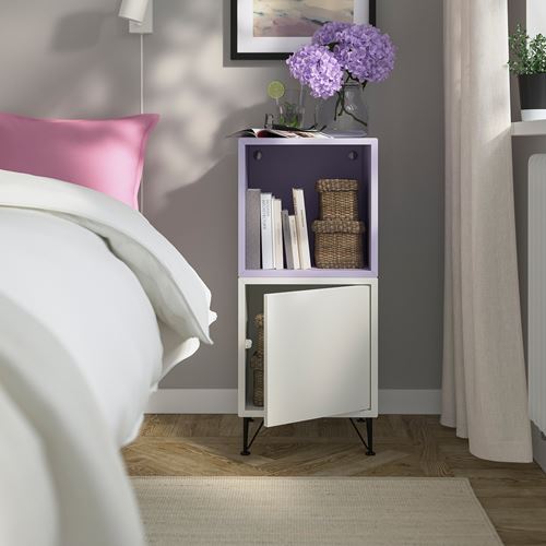 IKEA - EKET, storage combination, white-pale lilac-metal black, 35x35x80 cm