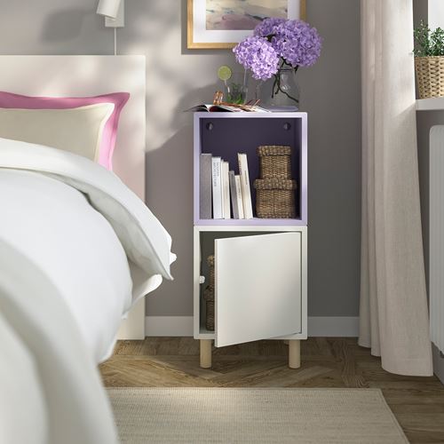 IKEA - EKET, storage combination, white-pale lilac-wood, 35x35x80 cm