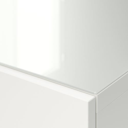 IKEA - BESTA, üst panel, cam-beyaz, 180x40 cm