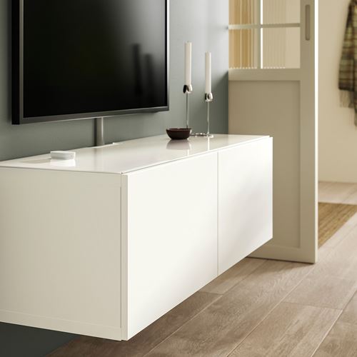 IKEA - BESTA, top panel, glass/white, 120x40 cm