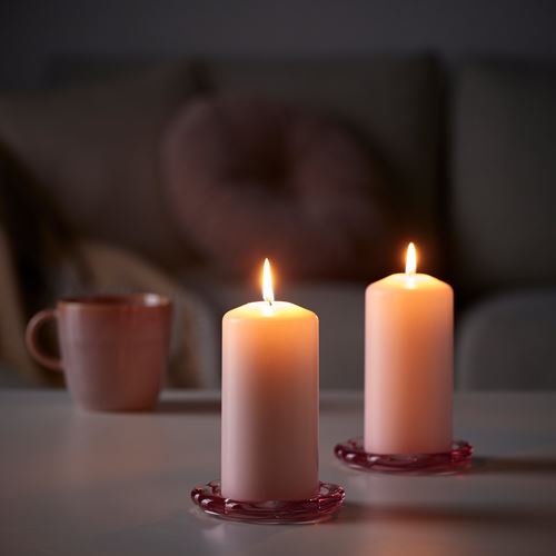 IKEA - DAGLIGEN, block candle, light pink, 14 cm 40 hr