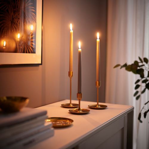 IKEA - KLOKHET, chandelier candle, grey/beige, 5.5 hr