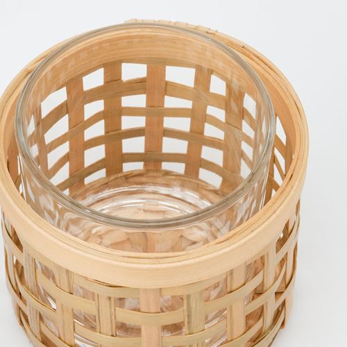 IKEA - PAVEFINK, tealight mumluk, bambu, 8 cm